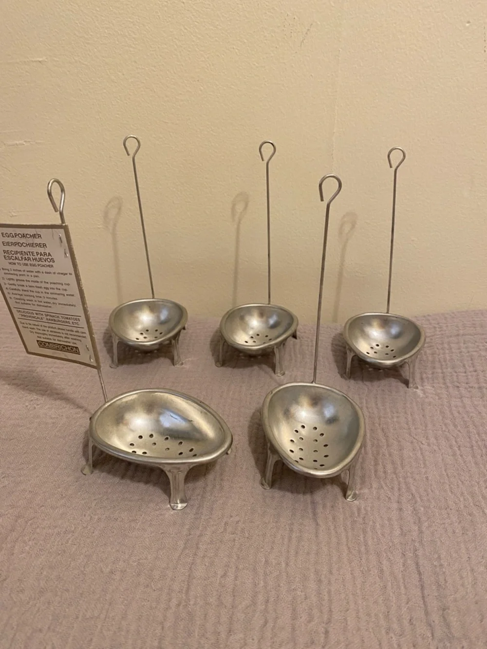 COMBRICHON Vintage Silver Egg Poachers Set - 5 Pieces